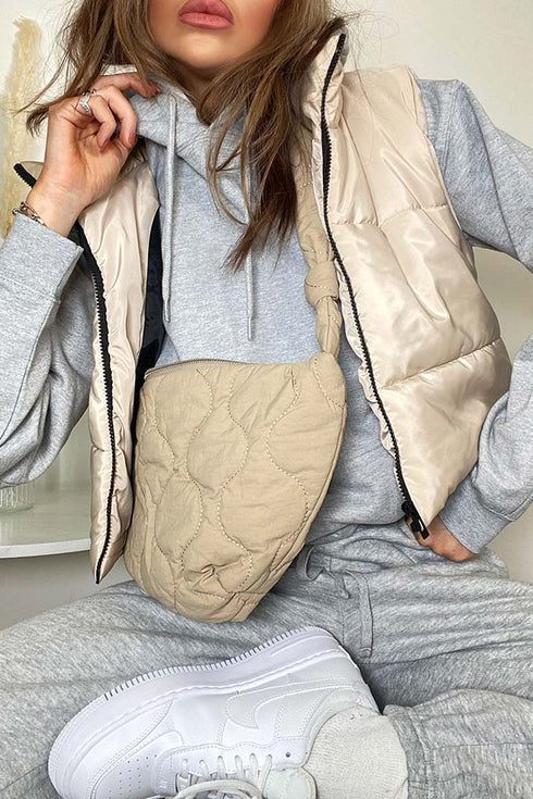 I SAW IT FIRST CROPPED PADDED GILET - BEIGE